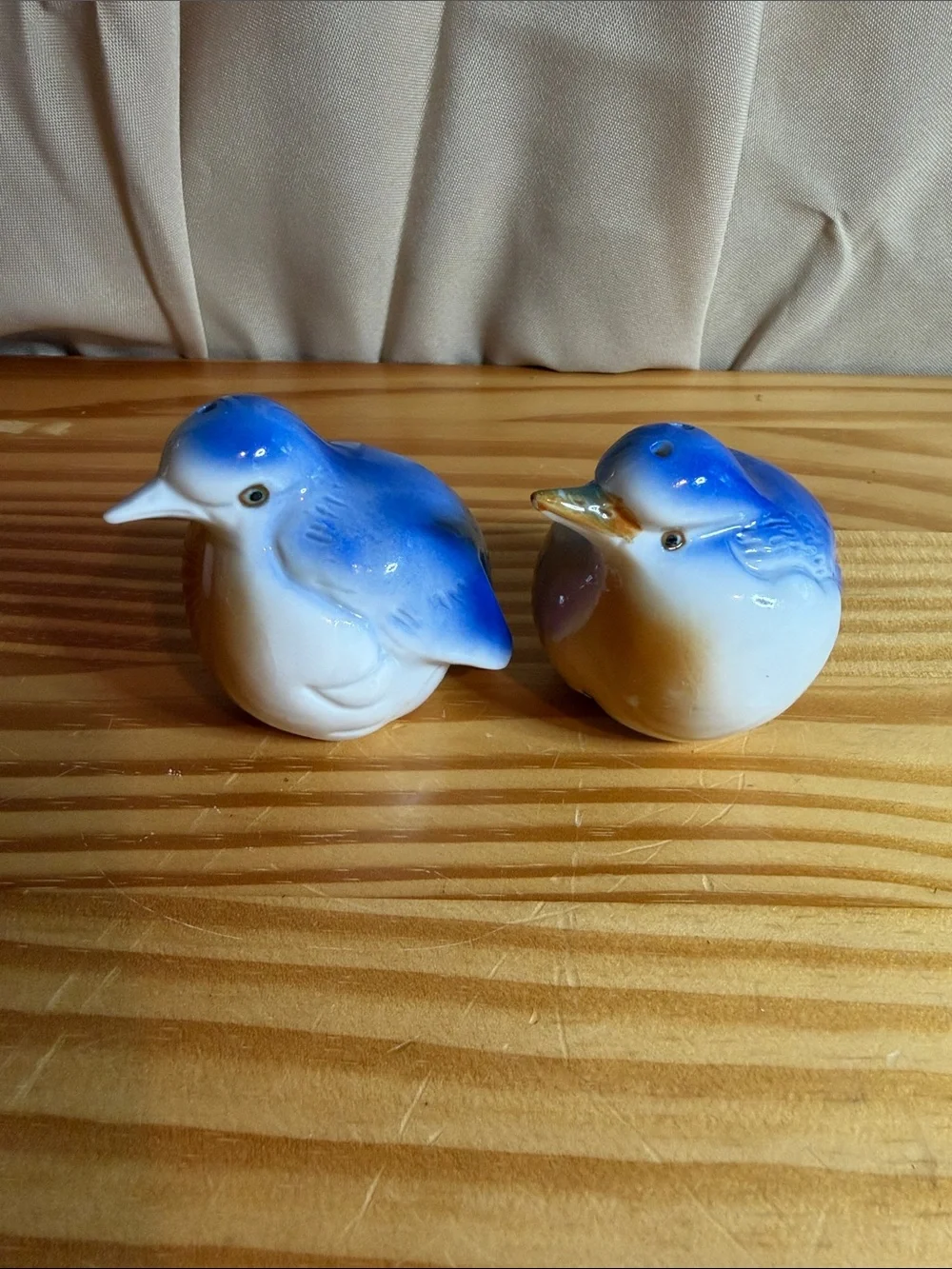 VTG Porcelain Chubby Bluebird Salt & Pepper Shaker Set